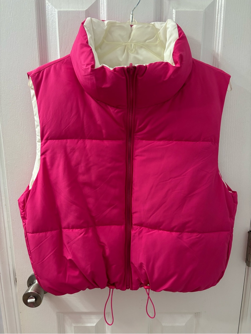 Women’s Puffer Vest - Hot Pink & Cream (reversible)